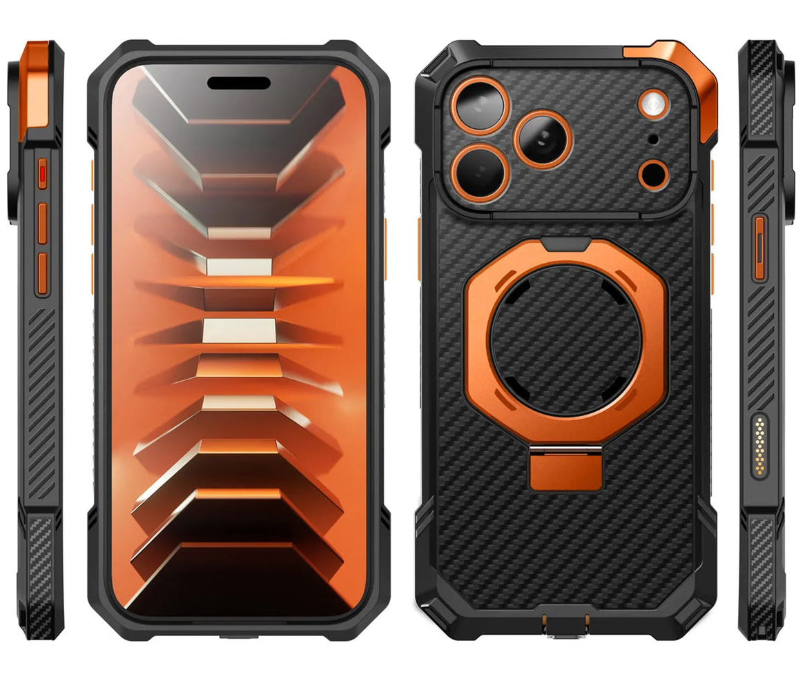 Handyhülle für iPhone 18 Pro Max / 17 Pro Max, Supcase UB Grip Mag (CC) mit MagSafe, Schwarz-Orange (8/11)