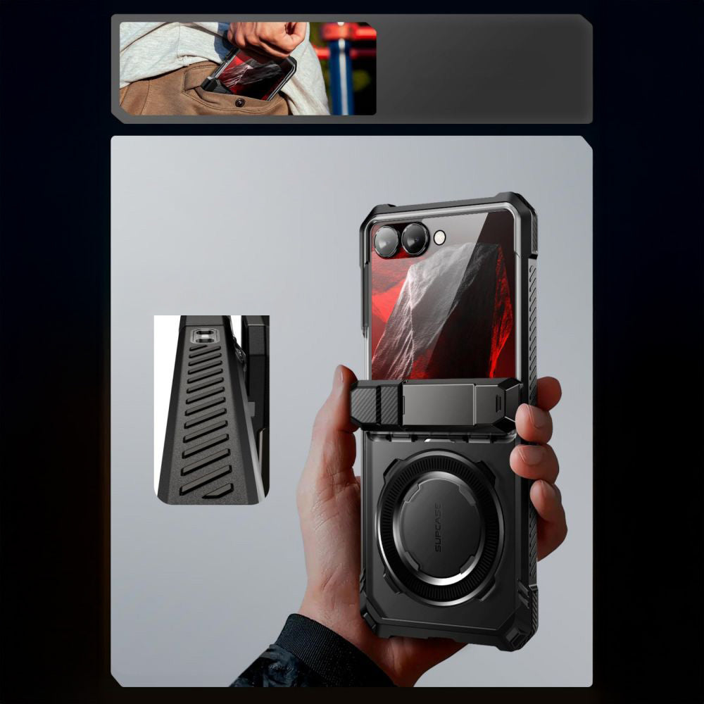 Handyhülle für Galaxy Z Flip8, Supcase UB Grip Mag mit MagSafe, Schwarz und Transparent