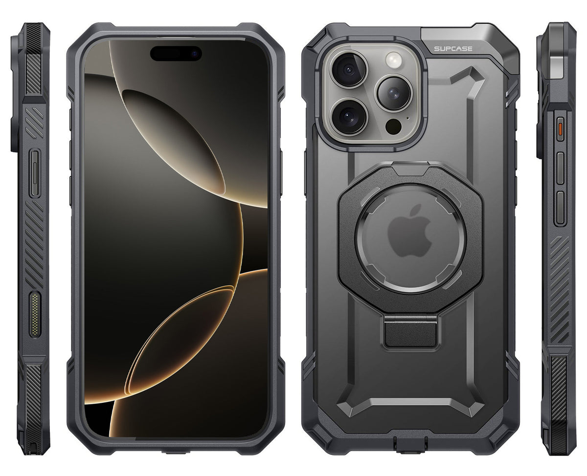 Handyhülle für iPhone 16 Pro, Supcase UB Grip Mag mit MagSafe (CC), Grau-Transparent