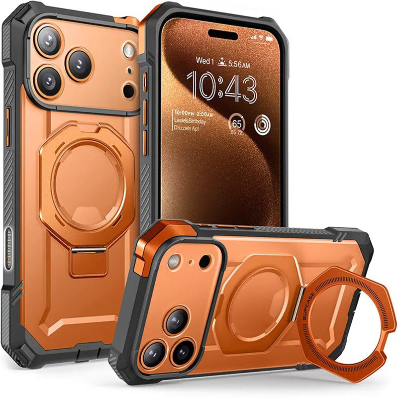 Handyhülle für iPhone 17 Pro, Supcase UB Grip Mag mit MagSafe (CC), Grau-Transparent-Orange