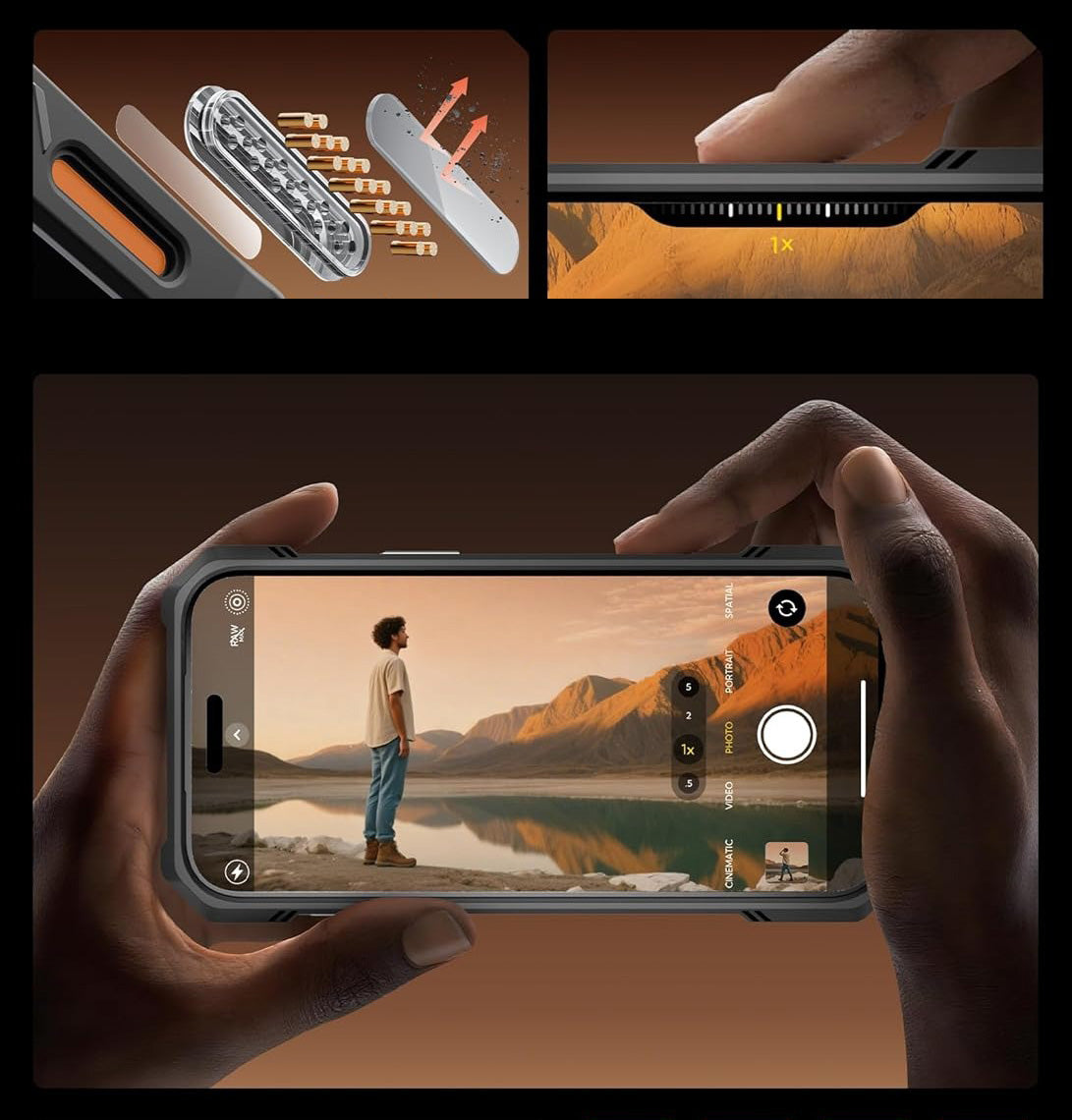 Handyhülle für iPhone 18 Pro, 17 Pro, Supcase UB Grip Mag mit MagSafe (CC), Schwarz-Transparent