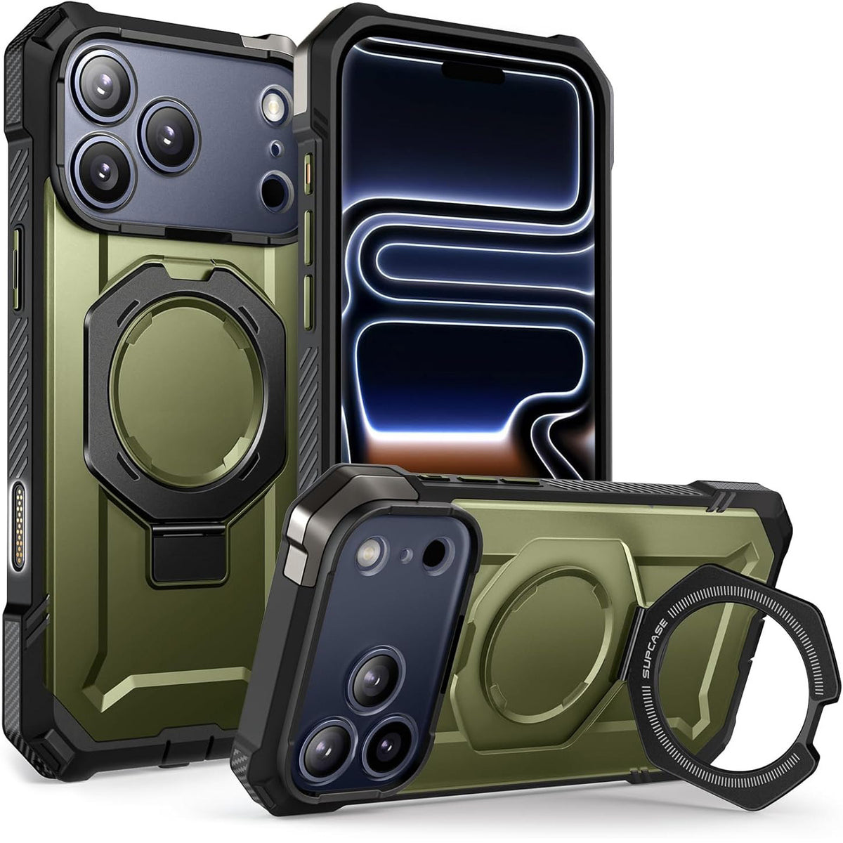 Handyhülle für iPhone 17 Pro, Supcase UB Grip Mag mit MagSafe (CC), Schwarz-Grün