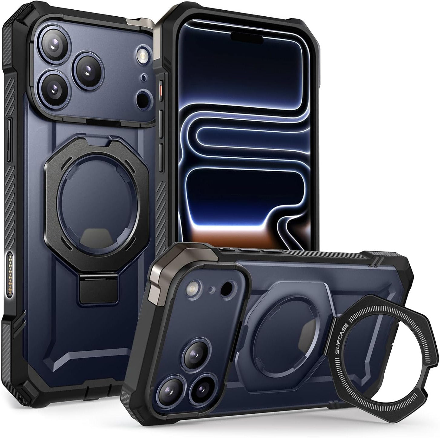Handyhülle für iPhone 17 Pro Max, Supcase UB Grip Mag mit MagSafe (CC), Schwarz-Transparent