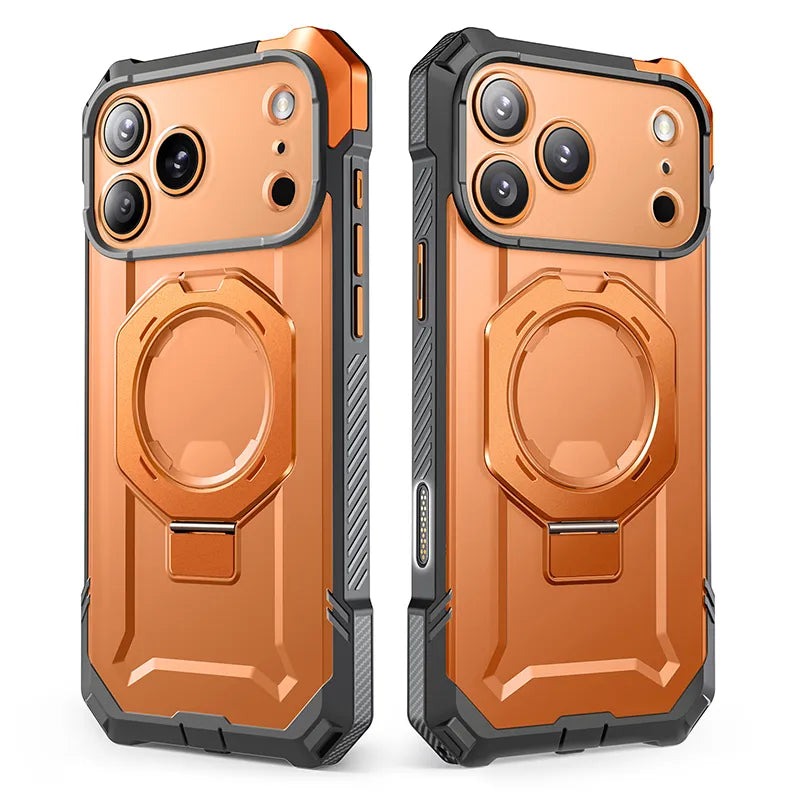 Handyhülle für iPhone 17 Pro Max, Supcase UB Grip Mag mit MagSafe (CC), Grau-Transparent-Orange