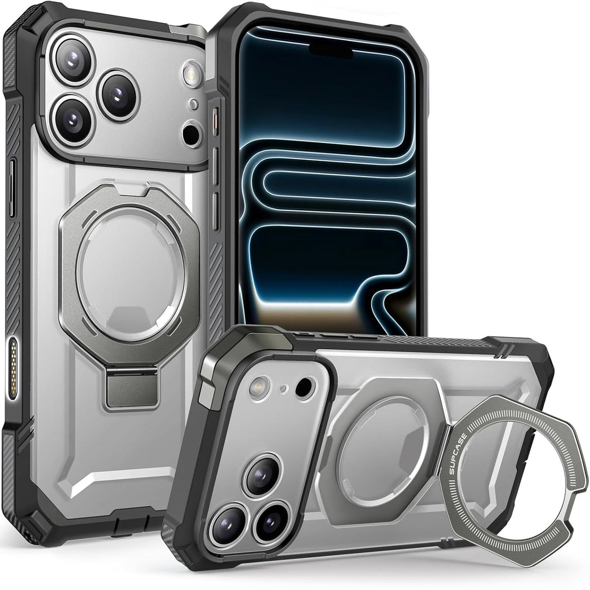 Handyhülle für iPhone 17 Pro Max, Supcase UB Grip Mag mit MagSafe (CC), Grau-Transparent