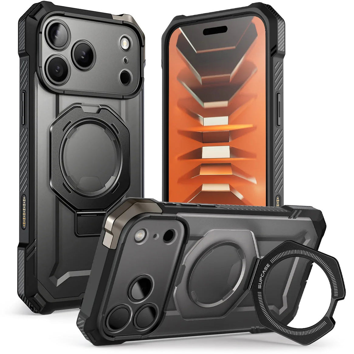 Handyhülle für iPhone 18 Pro Max / 17 Pro Max, Supcase UB Grip Mag (CC) mit MagSafe, Transparent- Schwarz (1/11)