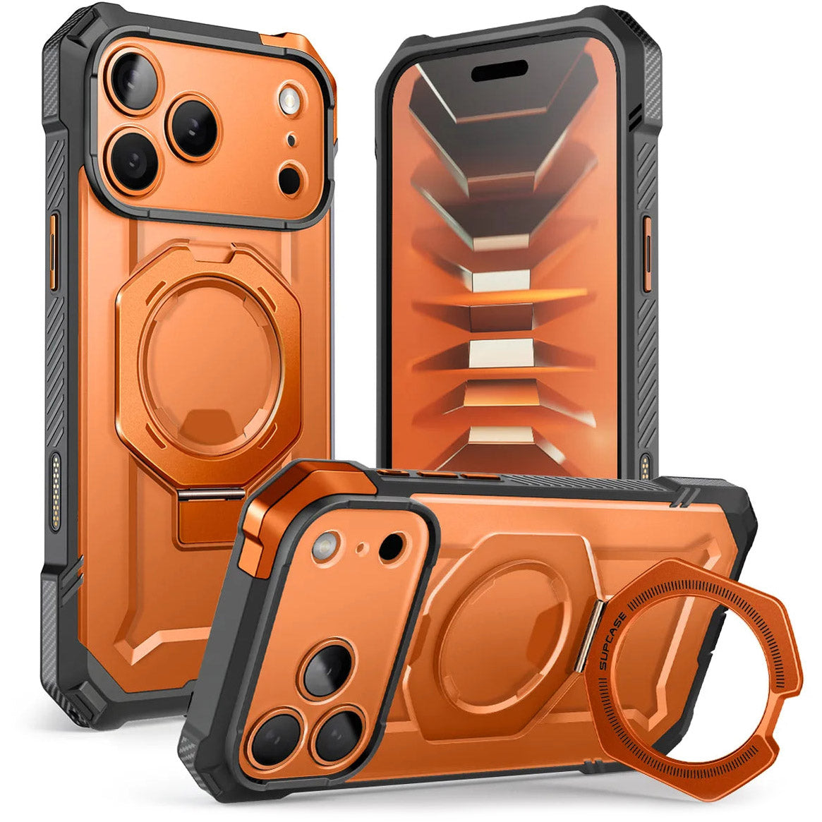 Handyhülle für iPhone 18 Pro Max / 17 Pro Max, Supcase UB Grip Mag (CC) mit MagSafe, Grau-Transparent-Orange (1/11)