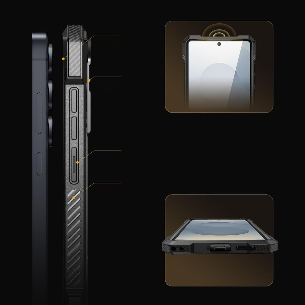 Handyhülle für Galaxy S25 FE, Supcase UB Grip Mag mit MagSafe, Schwarz-Transparent