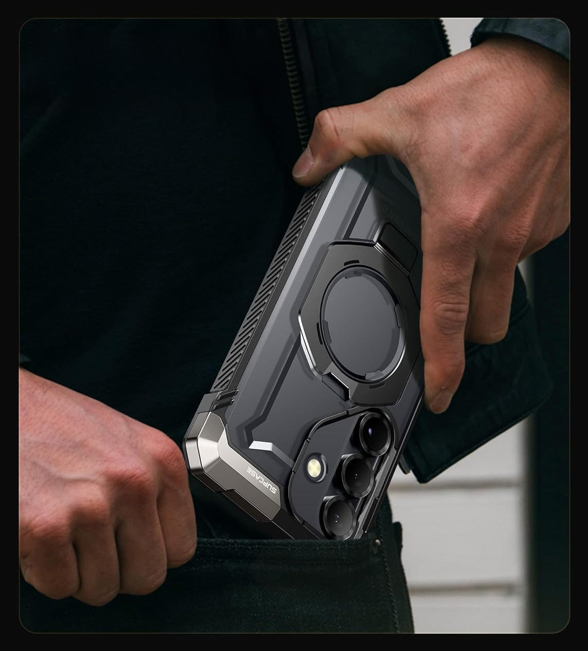 Handyhülle für Galaxy S25 FE, Supcase UB Grip Mag mit MagSafe, Schwarz-Transparent