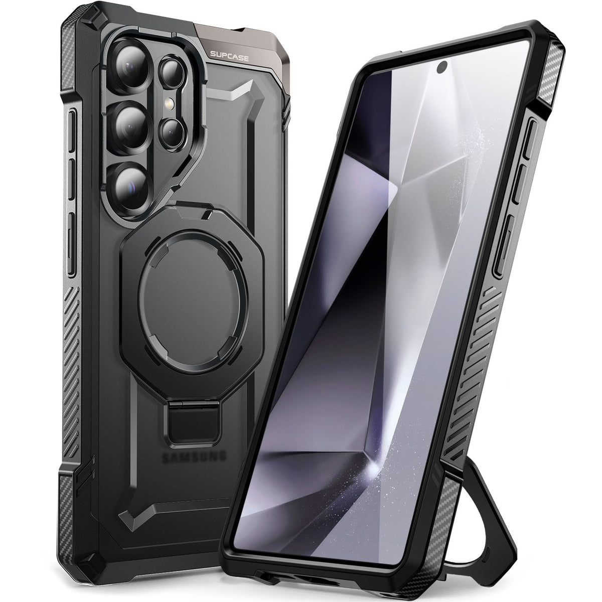 Handyhülle für Galaxy S25 Ultra, Supcase UB Grip Mag mit MagSafe, Schwarz-Transparent