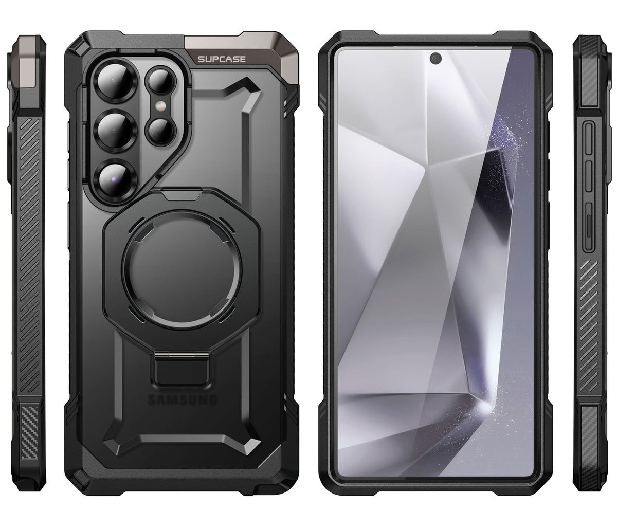Handyhülle für Galaxy S25 Ultra, Supcase UB Grip Mag mit MagSafe, Schwarz-Transparent