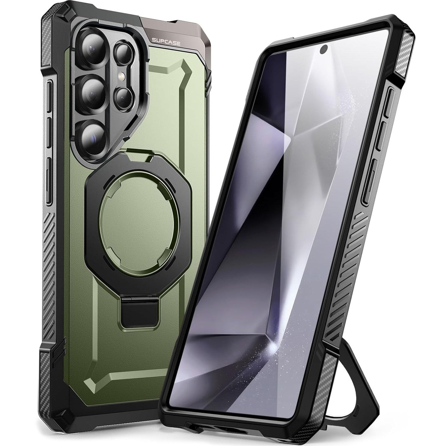 Handyhülle für Galaxy S25 Ultra, Supcase UB Grip Mag mit MagSafe, Schwarz-Grün