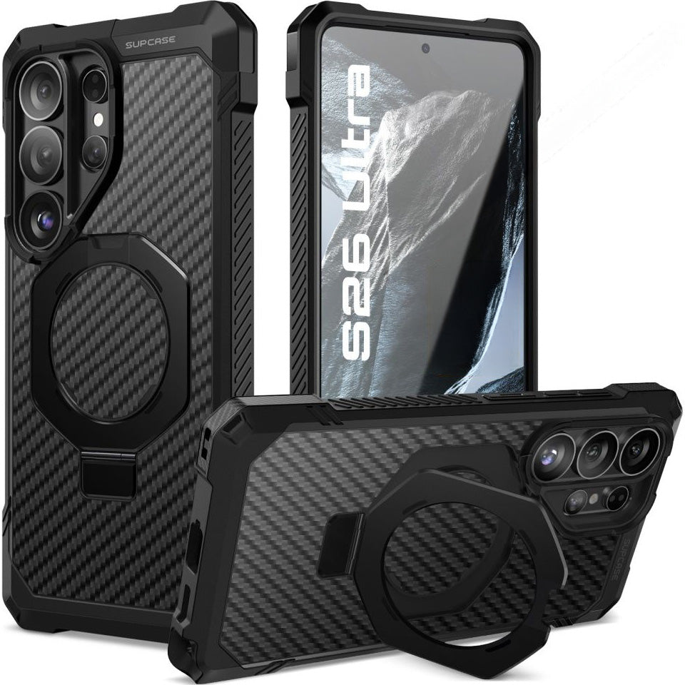 Handyhülle für Galaxy S26 Ultra, Supcase UB Grip Mag Aramid mit MagSafe, Schwarz mit Kohlefaser