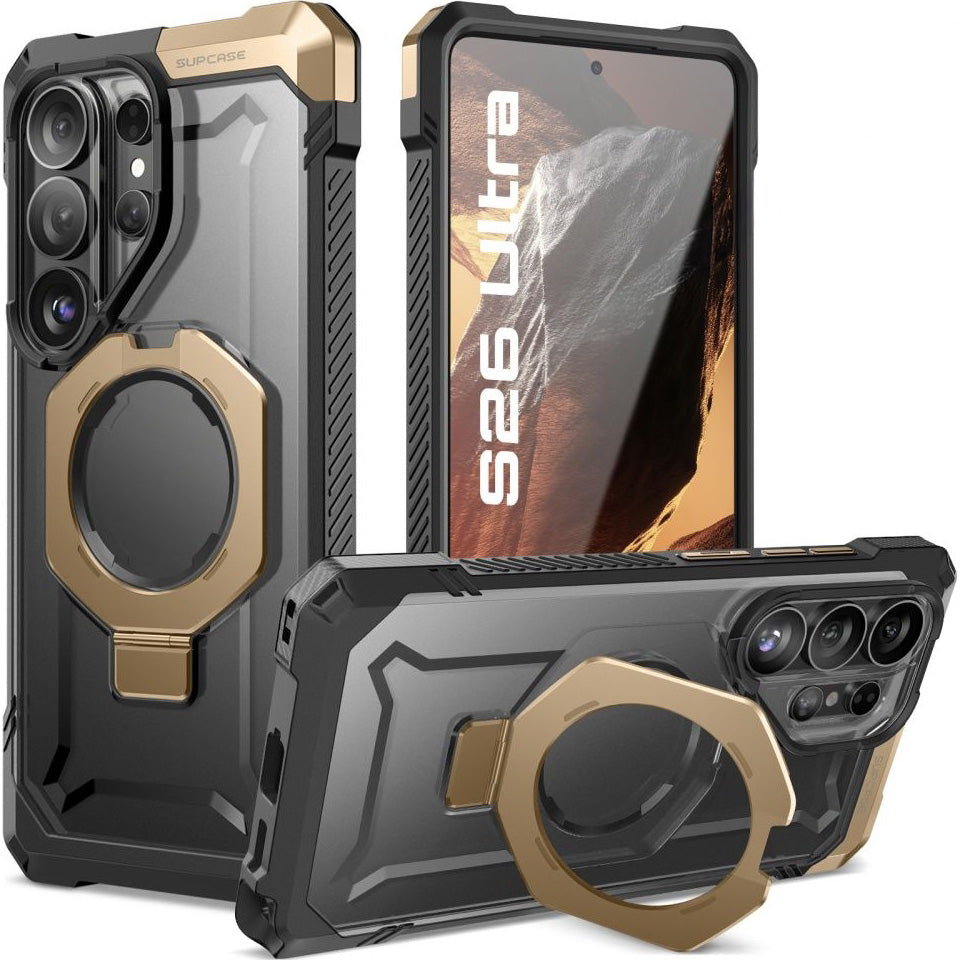 Handyhülle für Galaxy S26 Ultra, Supcase UB Grip Mag mit MagSafe, Grau-Transparent-Golden