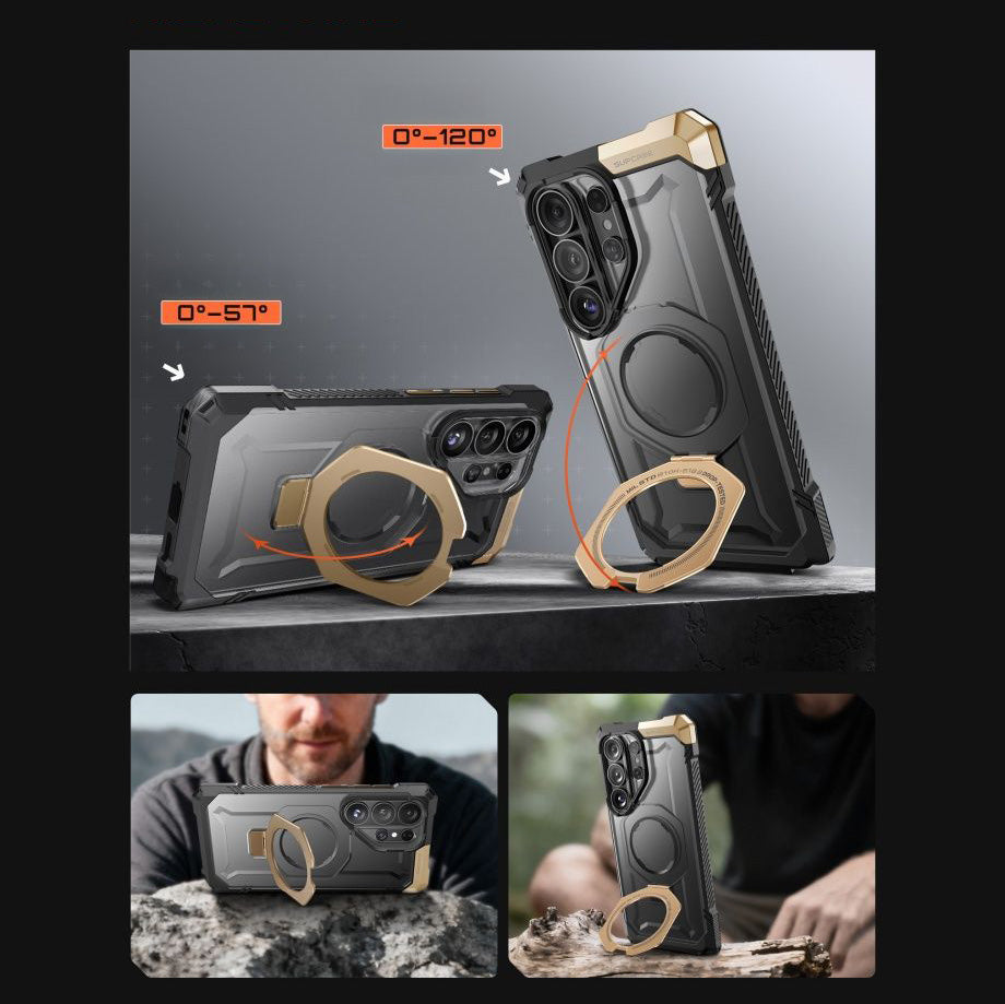 Handyhülle für Galaxy S26 Ultra, Supcase UB Grip Mag mit MagSafe, Grau-Transparent-Golden