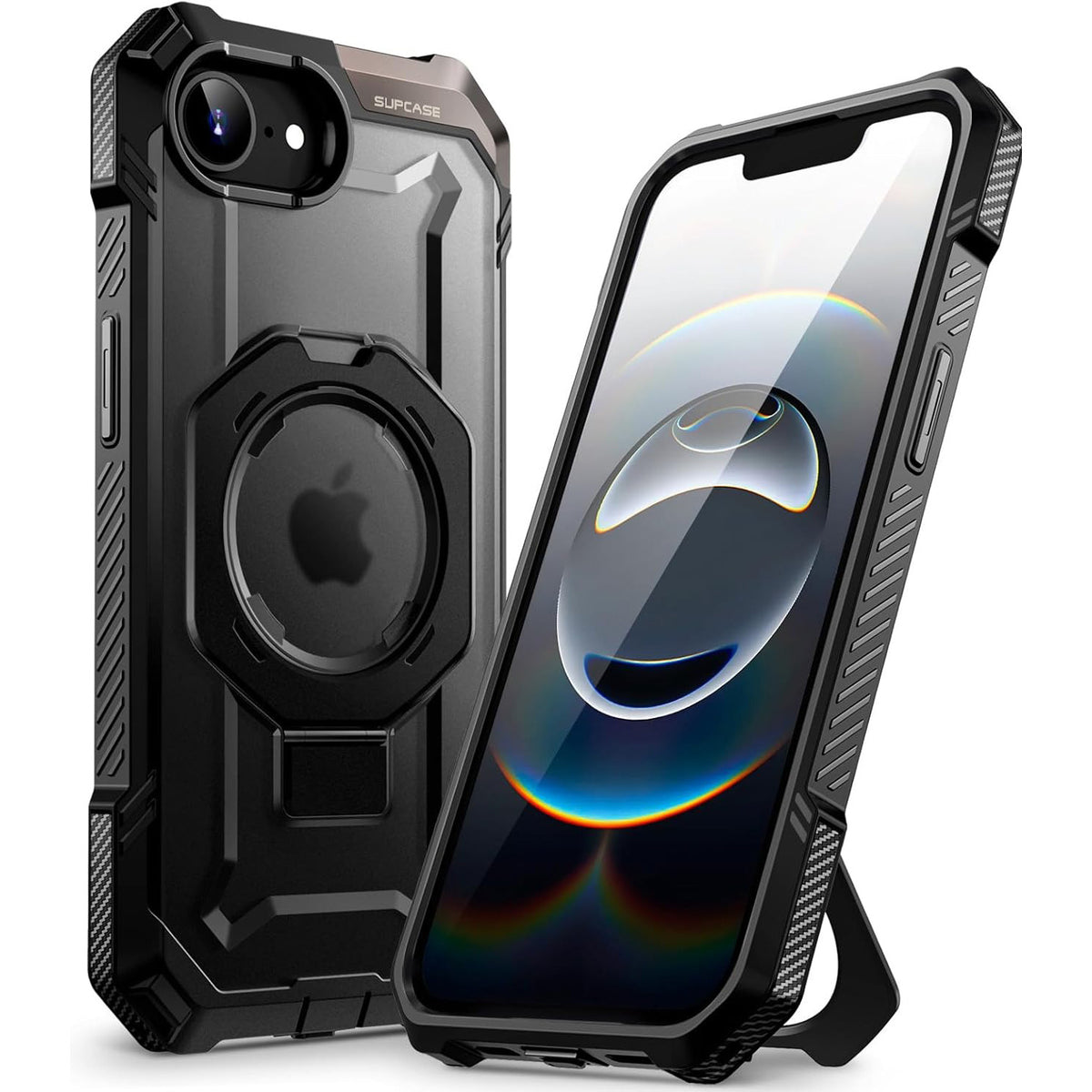 Handyhülle für iPhone 17e / 16e, Supcase UB Grip Mag mit MagSafe, Schwarz-Transparent