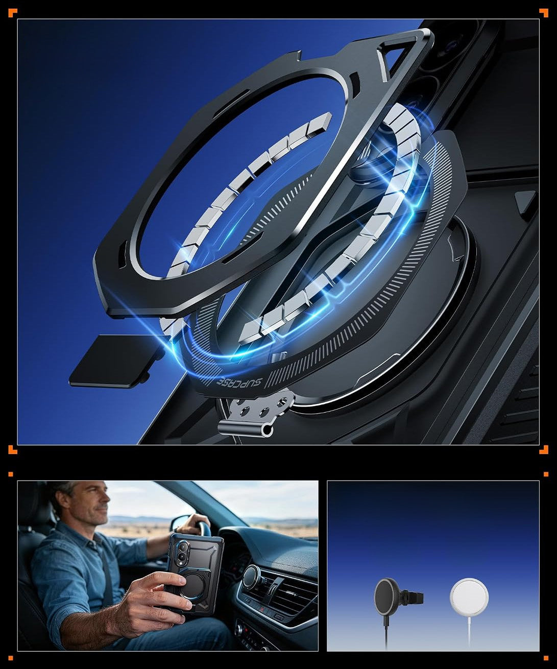 Handyhülle + Sichtschutzglas 9H für Galaxy Z Fold8, Supcase UB Grip Mag SPG Privacy mit MagSafe, Transparent und Schwarz (4/12)