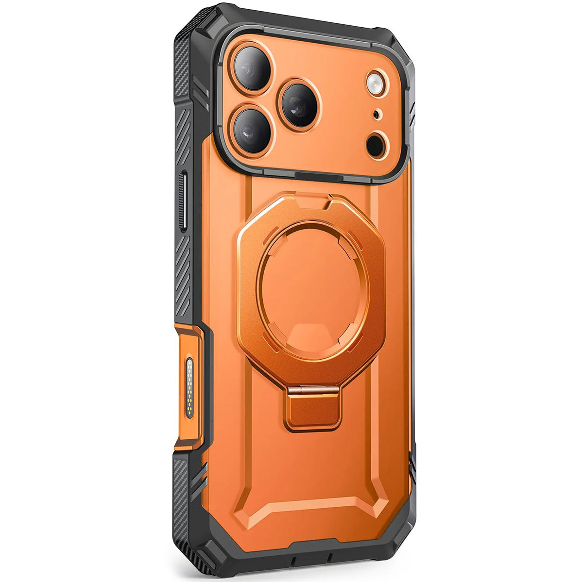 Handyhülle + Glas 9H für iPhone 18 Pro / 17 Pro, Supcase UB Grip Pro Mag SPG (CC) mit MagSafe, Grau-Transparent-Orange (12/12)