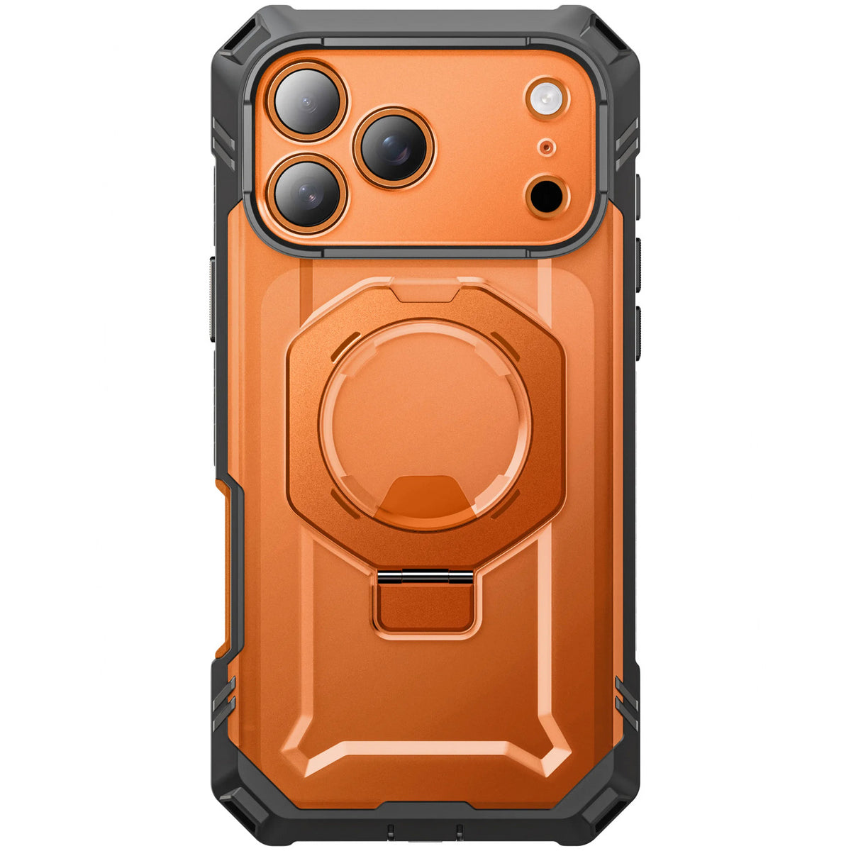 Handyhülle + Glas 9H für iPhone 18 Pro Max / 17 Pro Max, Supcase UB Grip Pro Mag SPG (CC) mit MagSafe, Grau-Transparent-Orange (11/12)