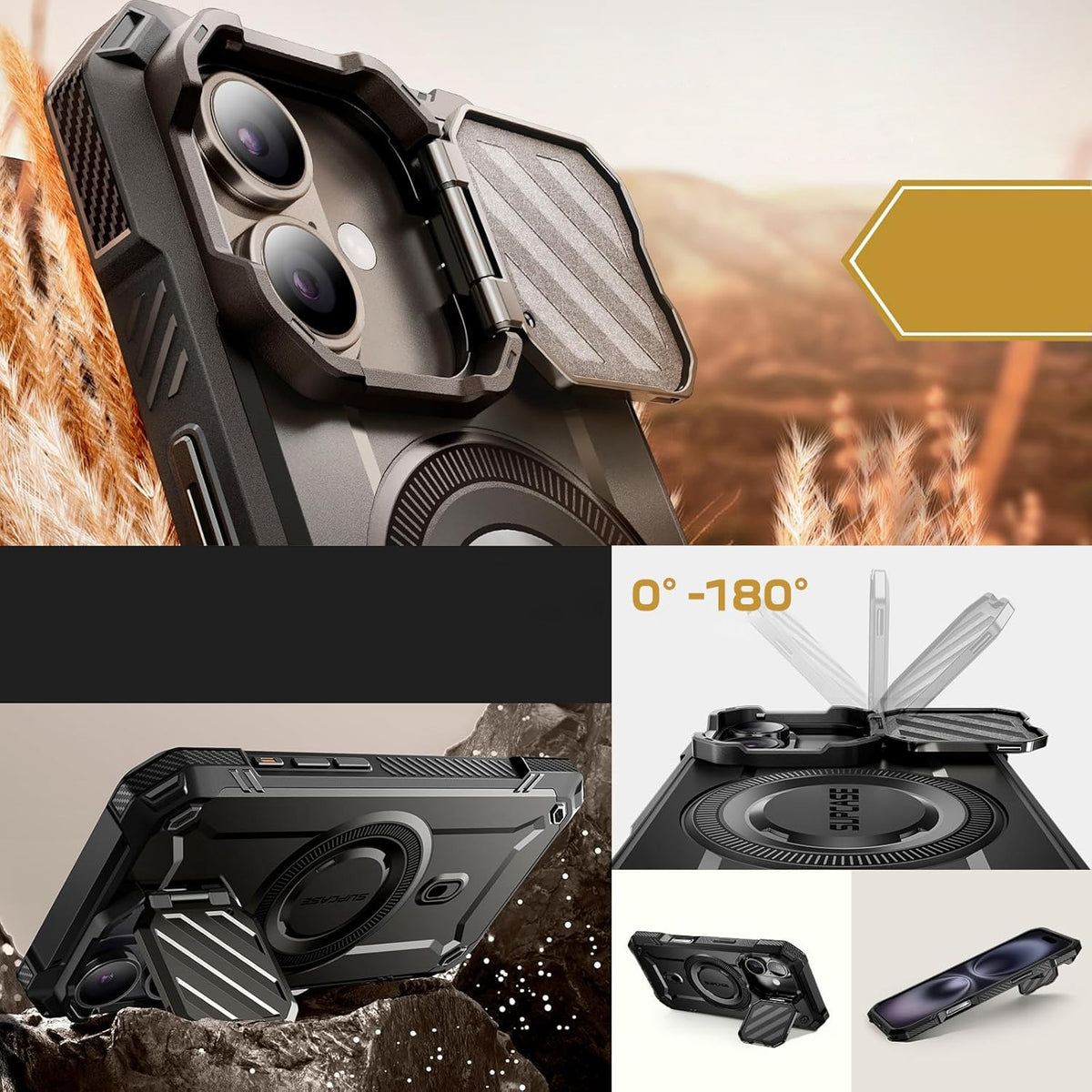 Handyhülle für iPhone 16, Supcase UB Mag XT mit MagSafe, Schwarz