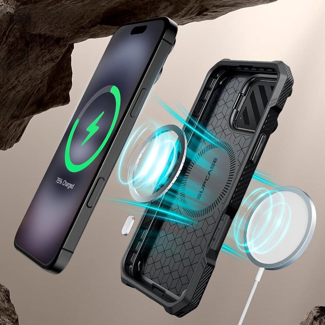 Handyhülle für iPhone 16, Supcase UB Mag XT mit MagSafe, Schwarz