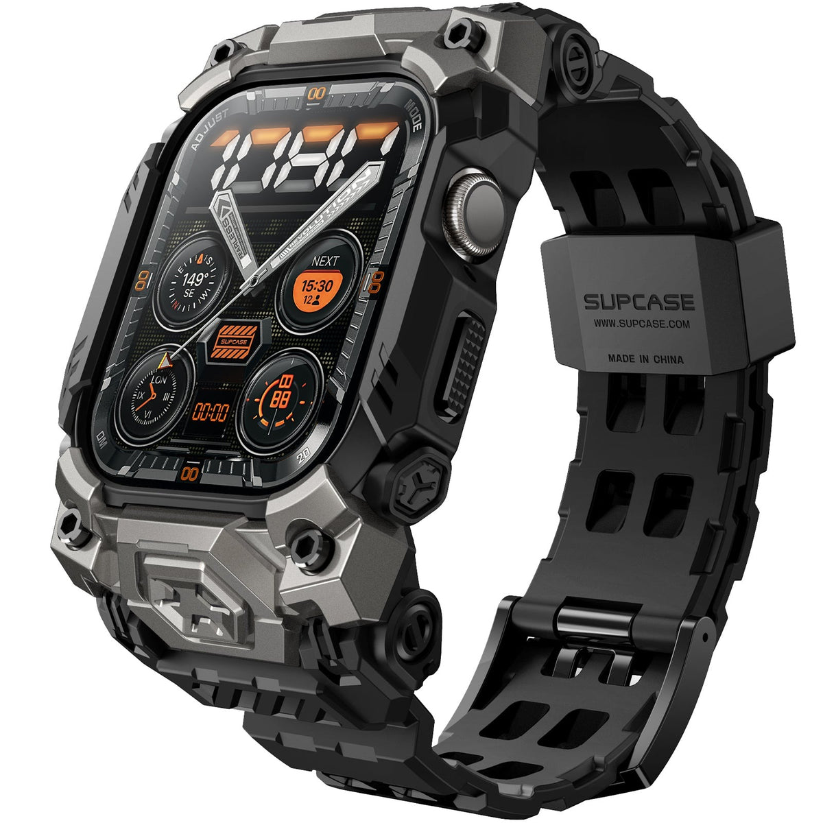 Schutzhülle mit Armband für Apple Watch 11 / 10 46mm, Supcase UB Ore, Schwarz-Grau