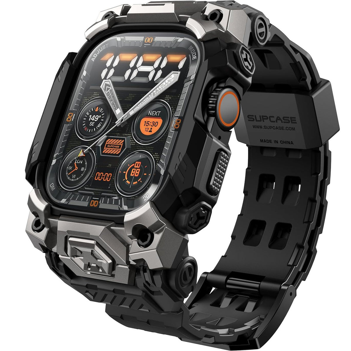 Schutzhülle mit Armband für Apple Watch Ultra 3/2/1 49mm, Supcase UB Ore, Schwarz-Grau