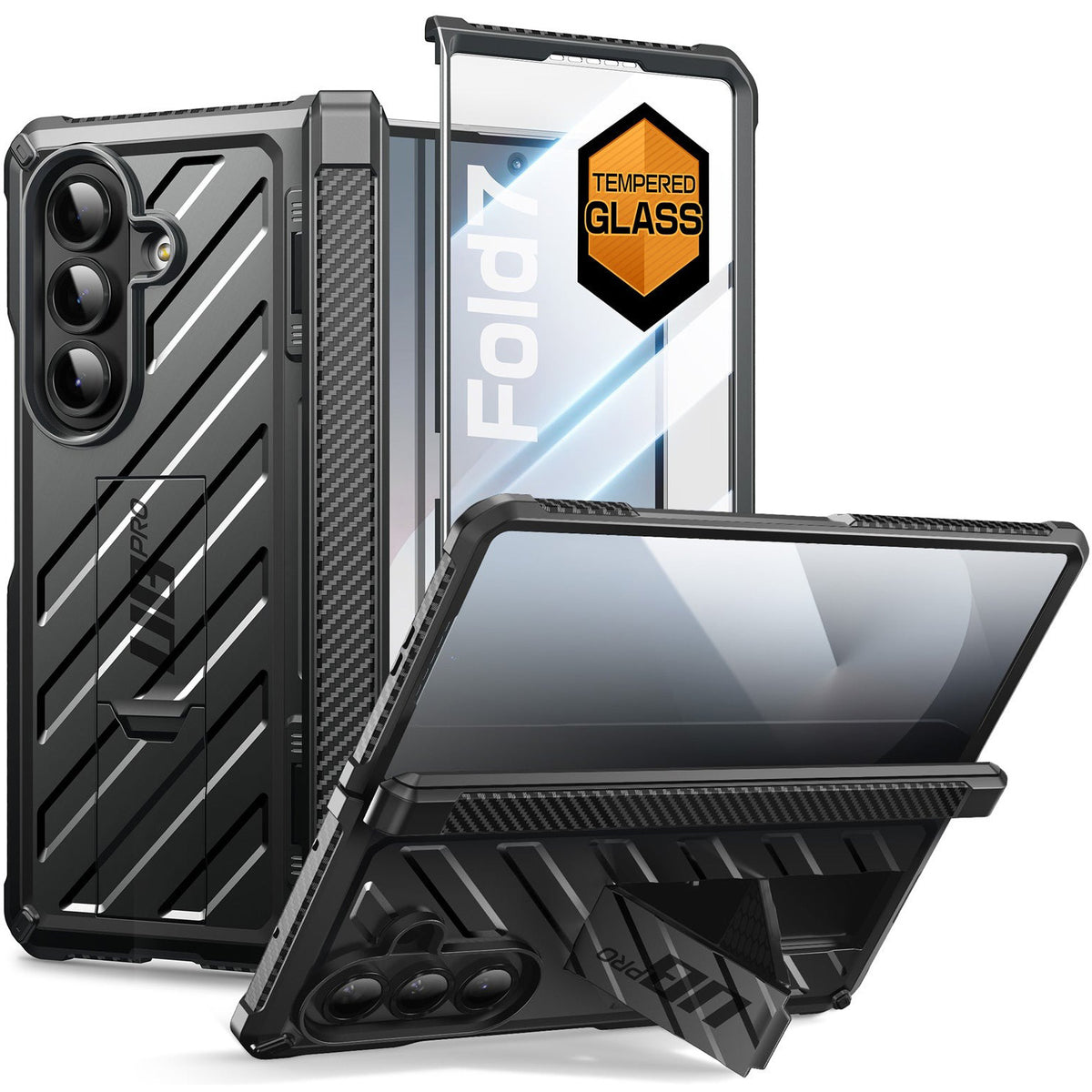Handyhülle + Glas für Galaxy Z Fold7, Supcase UB Pro BackSP 9H, Schwarz