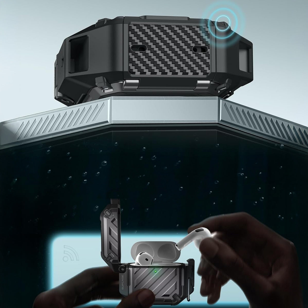 Schutzhülle für AirPods 4, Supcase UB Pro IP68 wasserdicht mit MagSafe, Schwarz