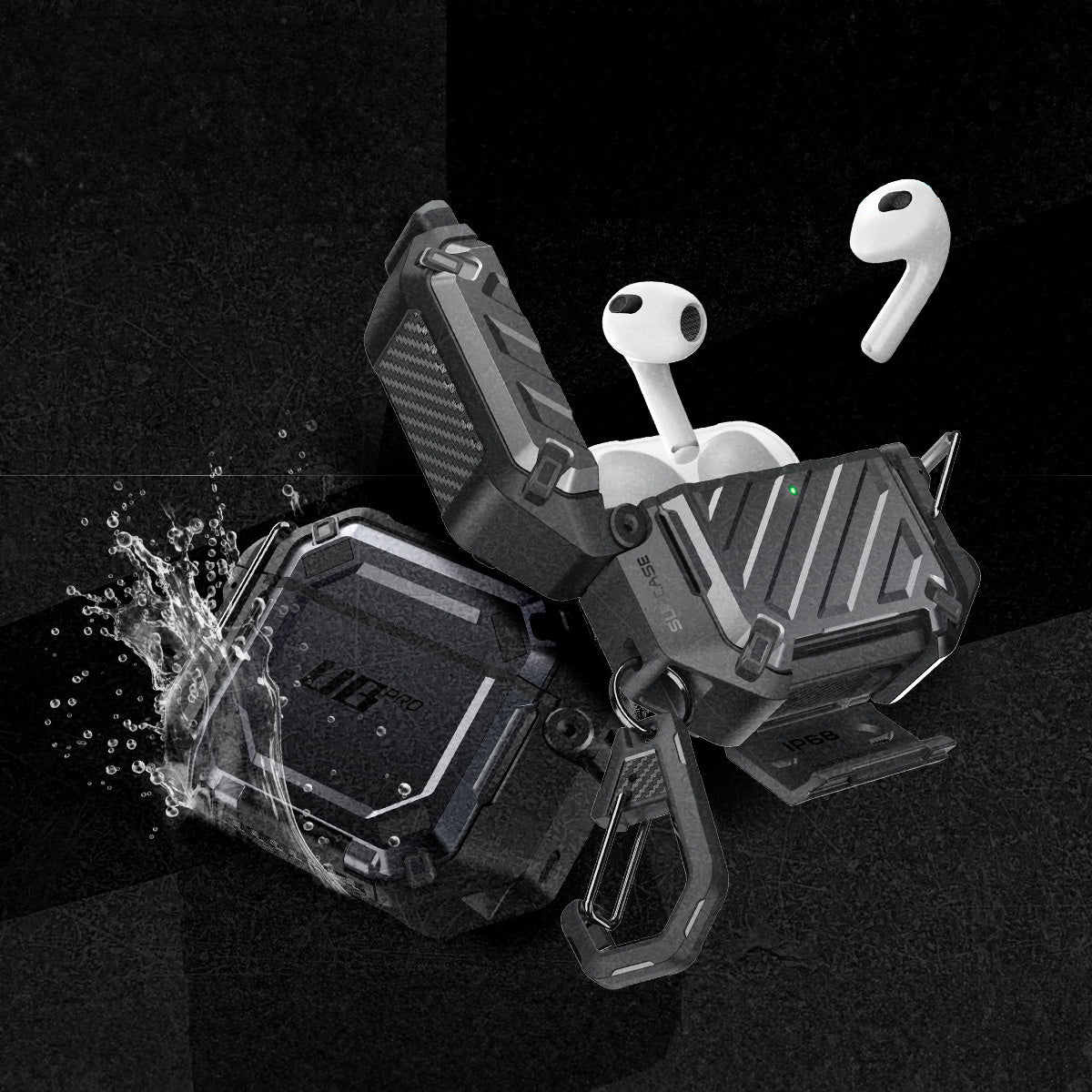 Schutzhülle für AirPods 4, Supcase UB Pro IP68 wasserdicht mit MagSafe, Schwarz