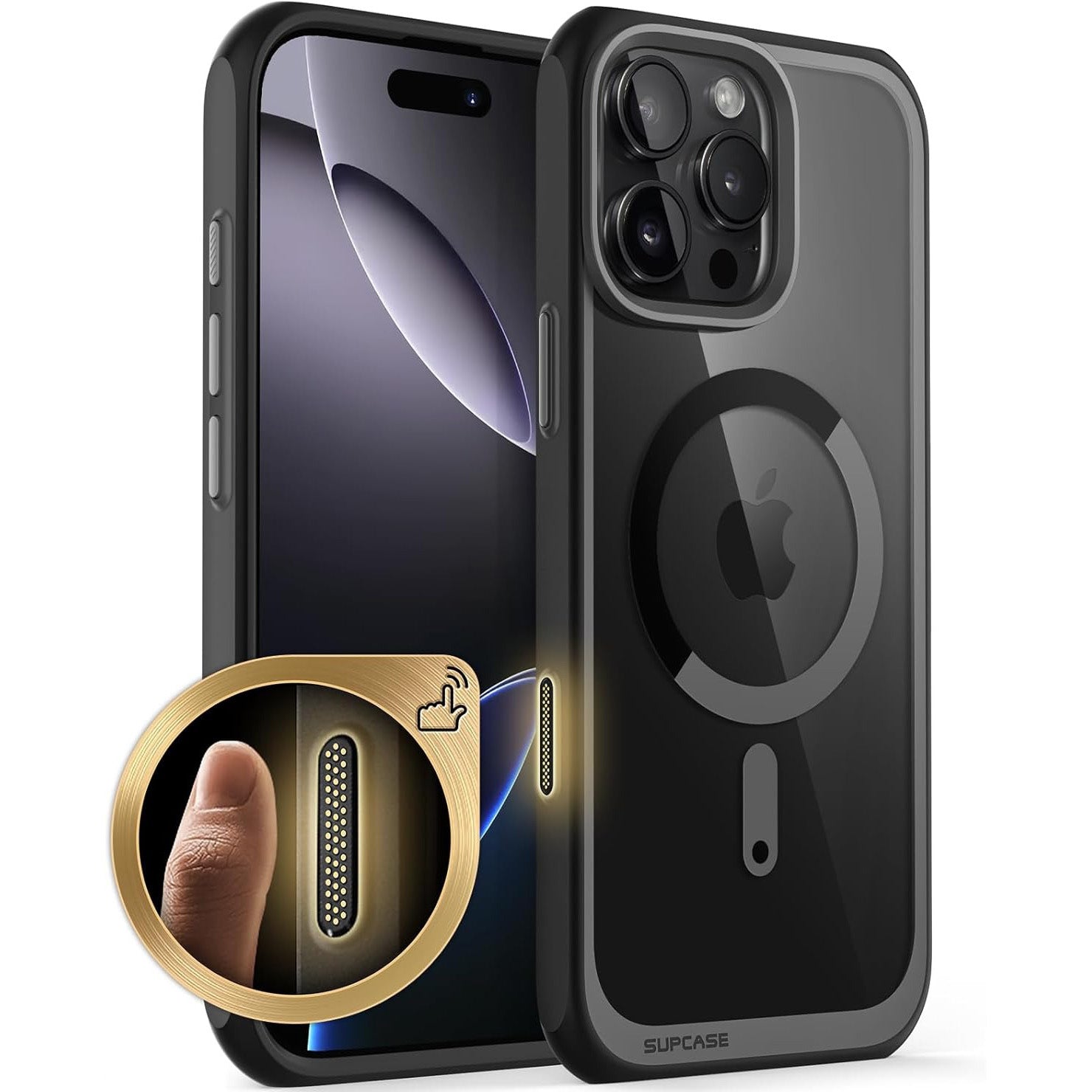 Handyhülle für iPhone 16 Pro, Supcase UB Mag mit MagSafe (CC), Transparent-Schwarz