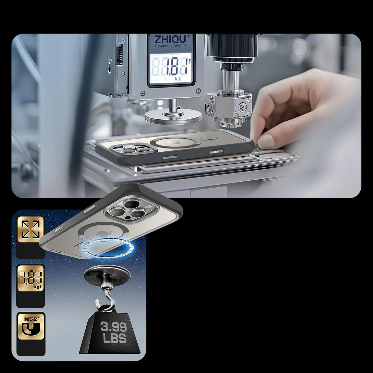 Handyhülle für iPhone 16 Pro Max, Supcase UB Mag mit MagSafe (CC), Transparent-Grau