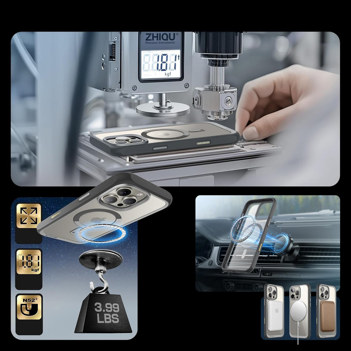 Handyhülle für iPhone 16 Pro Max, Supcase UB Mag mit MagSafe (CC), Transparent-Grau
