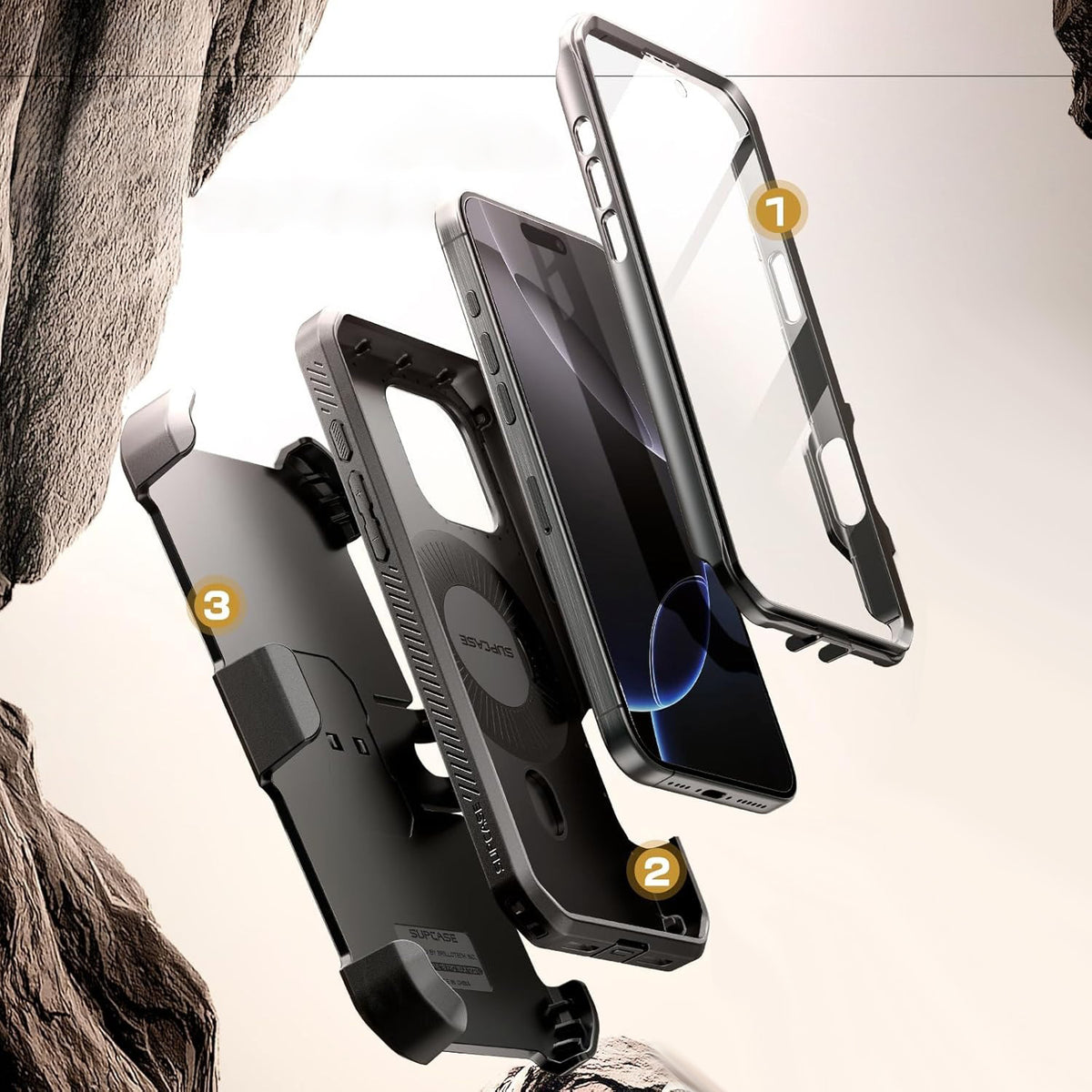 Handyhülle für iPhone 16 Pro Max, Supcase UB Pro Mag mit MagSafe SP, Schwarz