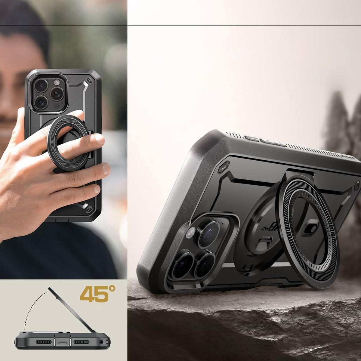 Handyhülle für iPhone 16 Pro Max, Supcase UB Pro Mag mit MagSafe SP, Schwarz