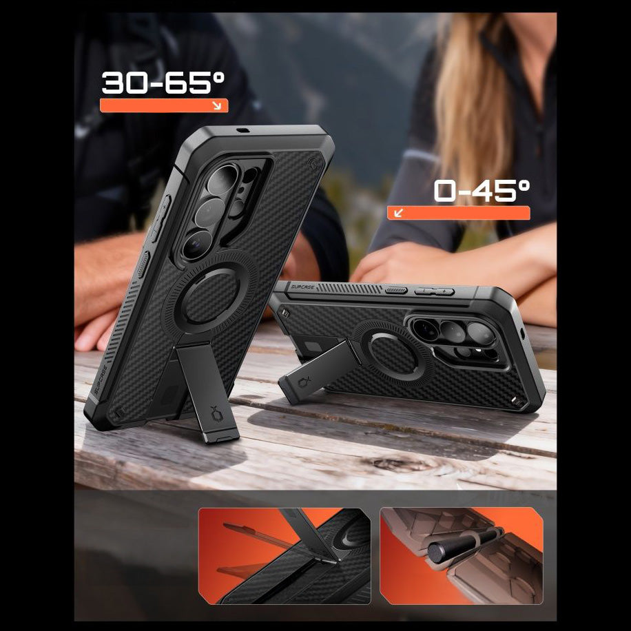 Handyhülle für Galaxy S26 Ultra, Supcase UB Pro Mag Aramid mit MagSafe SP+noSP, Schwarz mit Kohlefaser