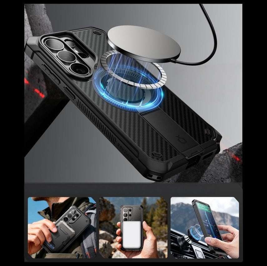 Handyhülle für Galaxy S26 Ultra, Supcase UB Pro Mag Aramid mit MagSafe SP+noSP, Schwarz mit Kohlefaser