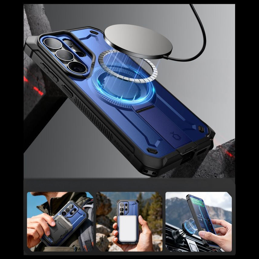Handyhülle für Galaxy S26 Ultra, Supcase UB Pro Mag mit MagSafe SP+noSP, Blau-Schwarz