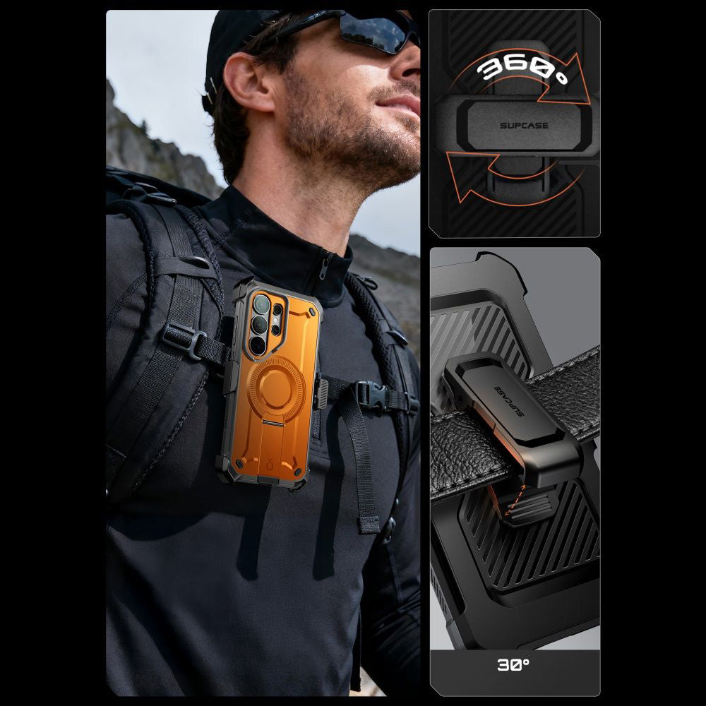Handyhülle für Galaxy S26 Ultra, Supcase UB Pro Mag mit MagSafe SP+noSP, Orange-Grau