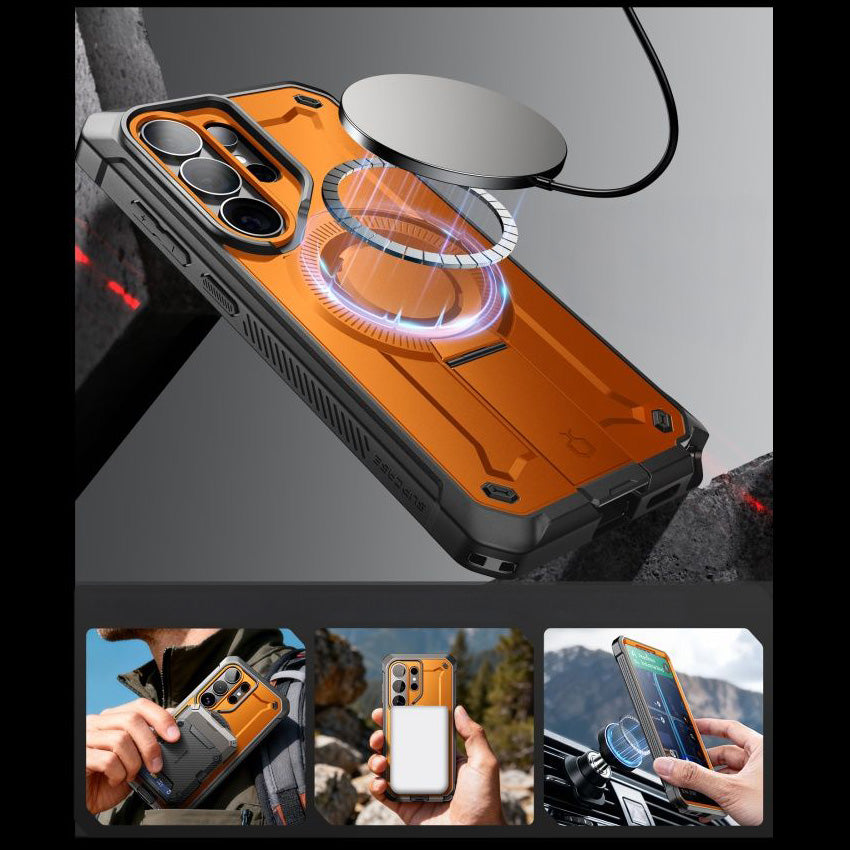 Handyhülle für Galaxy S26 Ultra, Supcase UB Pro Mag mit MagSafe SP+noSP, Orange-Grau