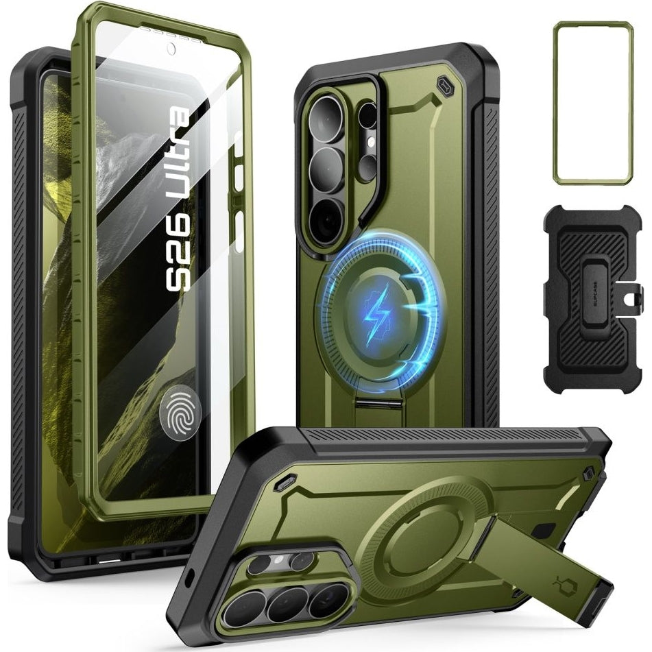Handyhülle für Galaxy S26 Ultra, Supcase UB Pro Mag mit MagSafe SP+noSP, Grün-Schwarz