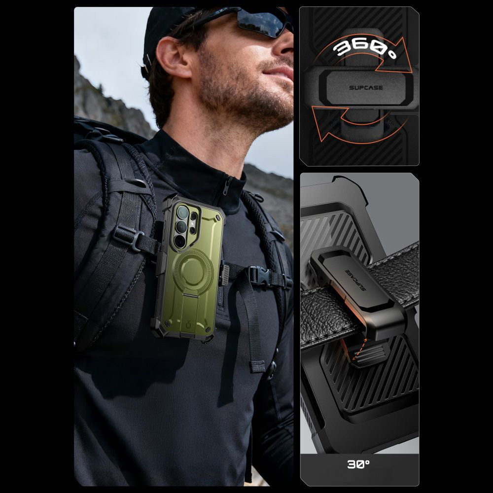 Handyhülle für Galaxy S26 Ultra, Supcase UB Pro Mag mit MagSafe SP+noSP, Grün-Schwarz
