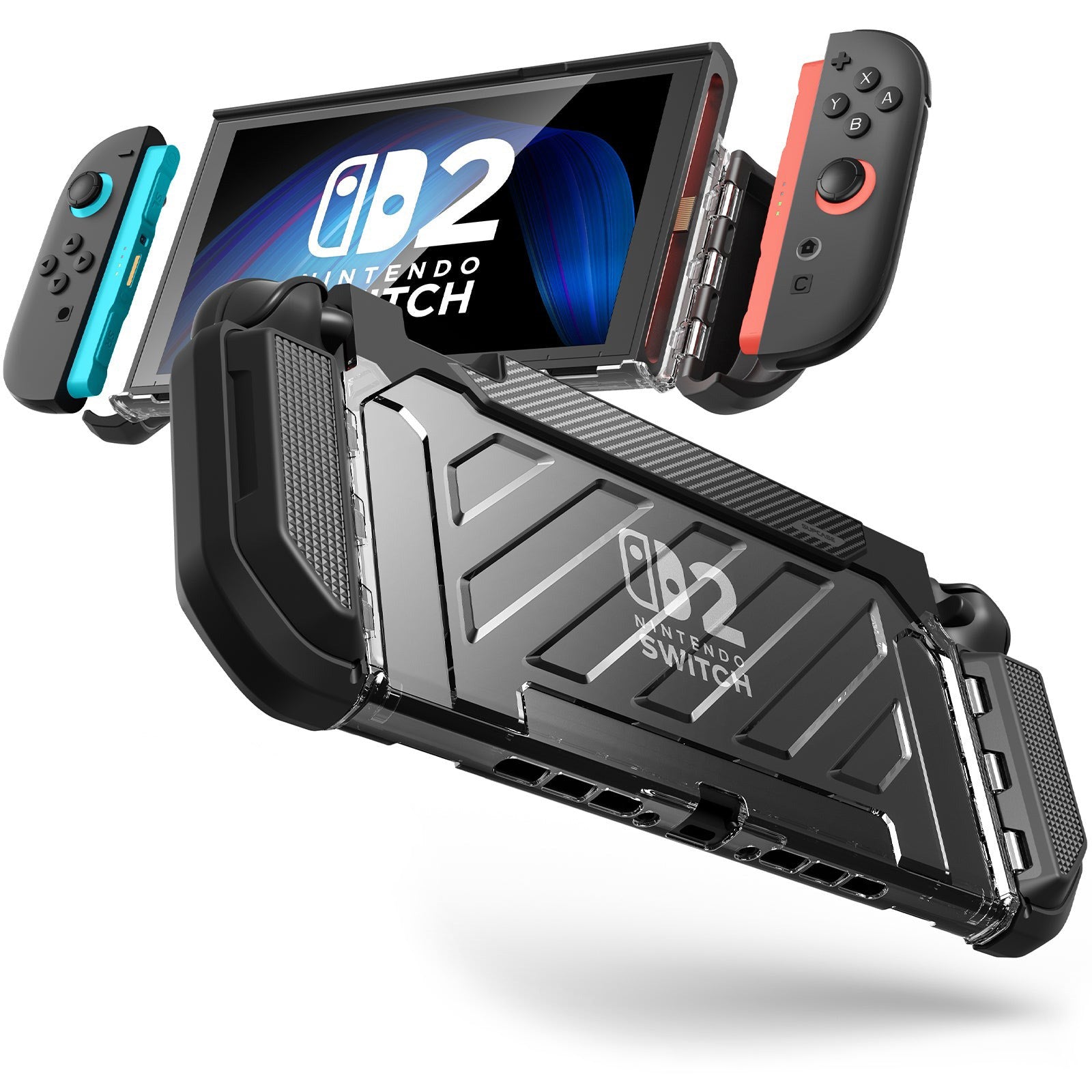 Schutzhülle für Nintendo Switch 2, Supcase UB Pro, Transparent-Schwarz