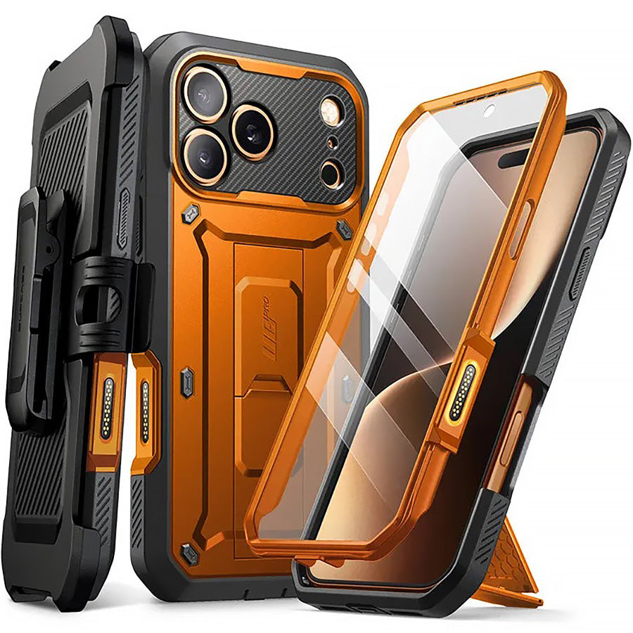 Handyhülle für iPhone 17 Pro, Supcase UB Pro SP (CC), Schwarz-Orange