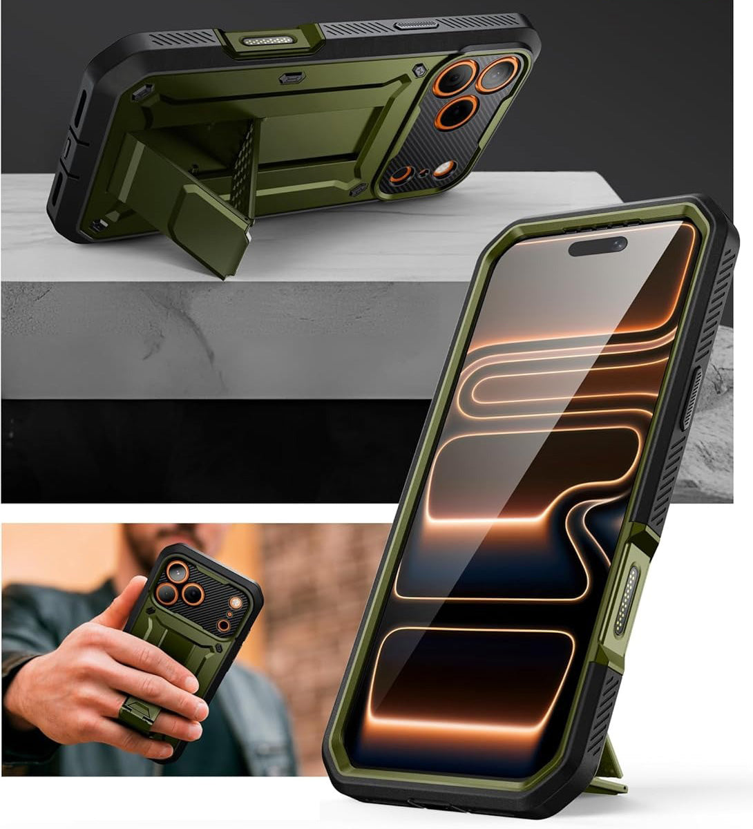 Handyhülle für iPhone 17 Pro Max, Supcase UB Pro SP (CC), Schwarz-Grün