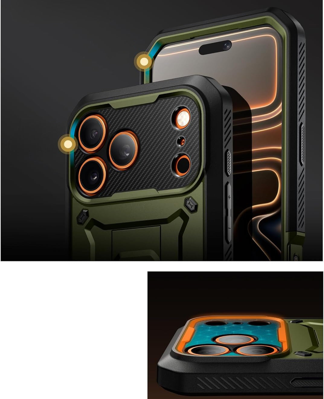 Handyhülle für iPhone 17 Pro Max, Supcase UB Pro SP (CC), Schwarz-Grün