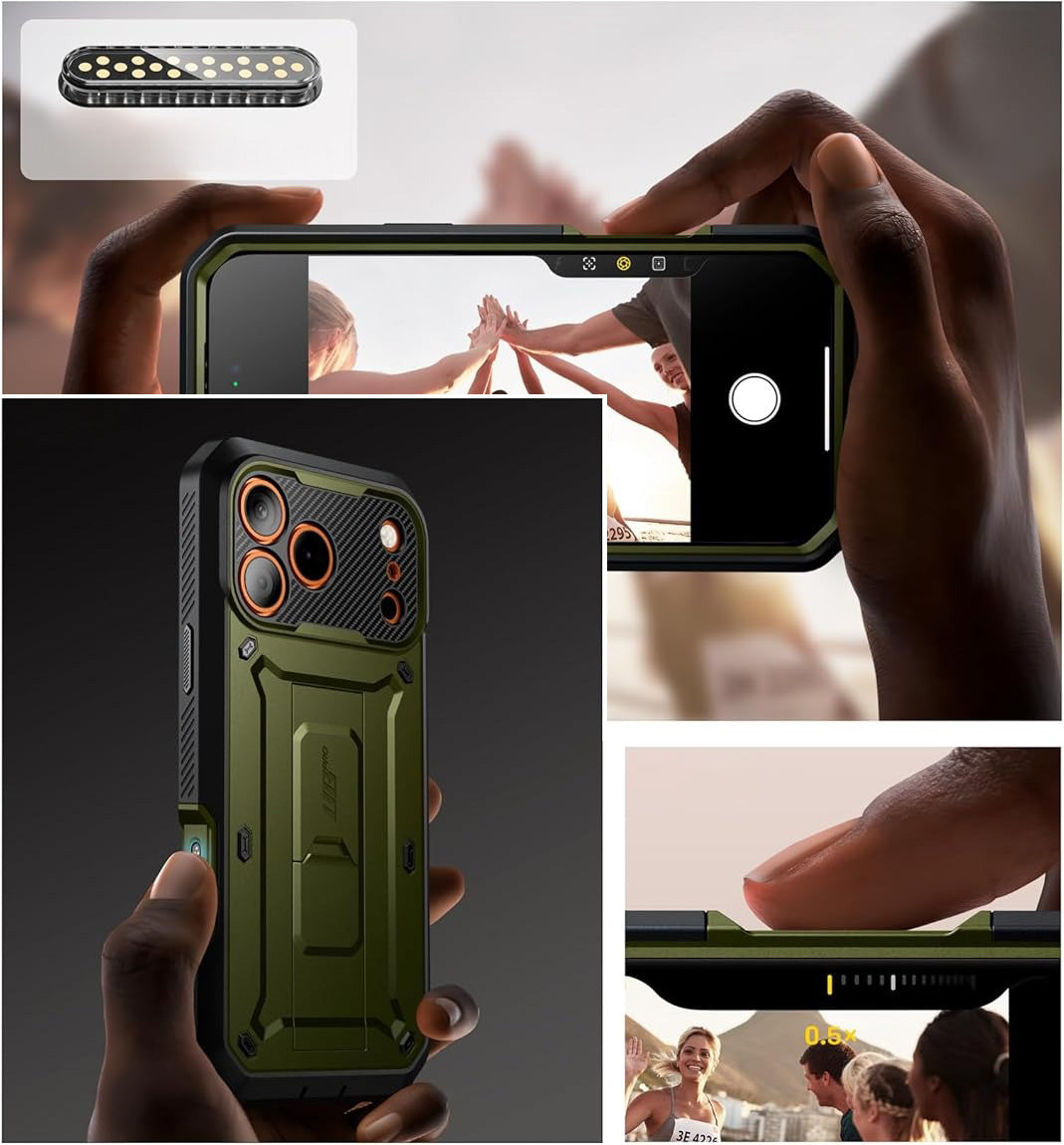 Handyhülle für iPhone 17 Pro Max, Supcase UB Pro SP (CC), Schwarz-Grün