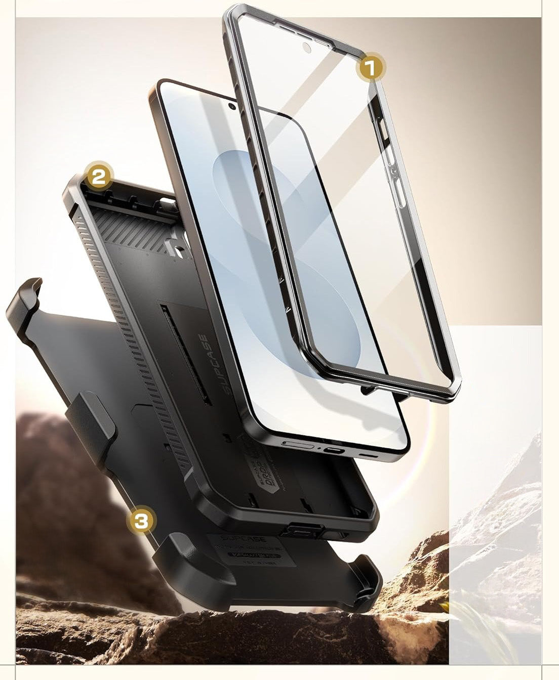 Handyhülle für Galaxy S25 FE, Supcase UB Pro SP, Schwarz