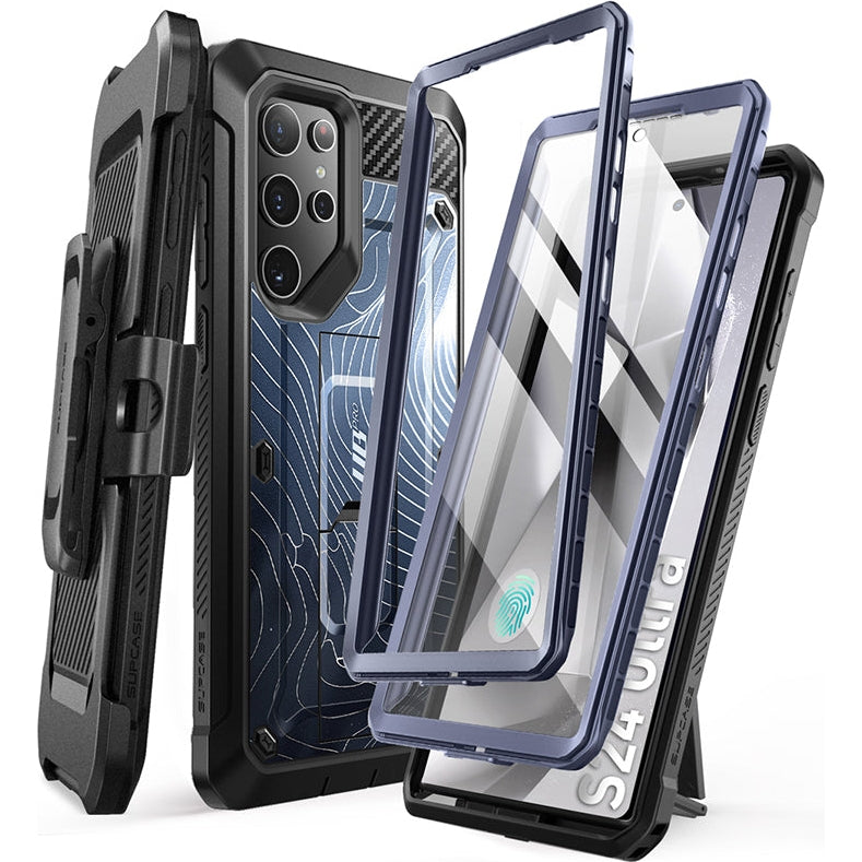 Schutzhülle für Galaxy S24 Ultra, Supcase UB Pro SP+noSP, Blau und Muster