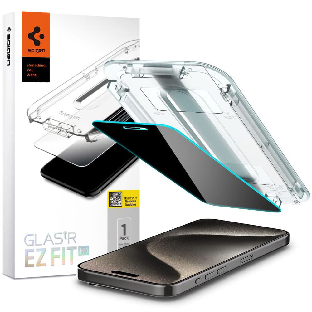 Glas für die Schutzhülle Spigen Glas.tR EZ Fit Privacy 1-Pack für iPhone 15 Pro Max